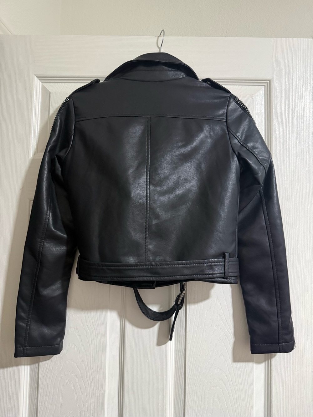 NWT Black Leather Rhinestone Jacket - Picture 5 of 5